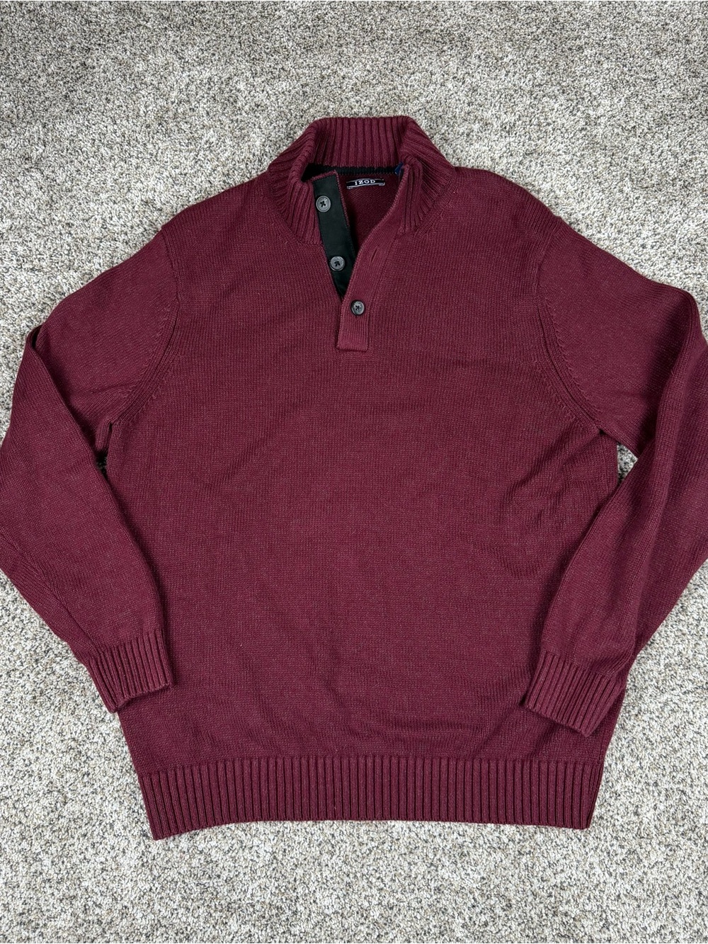 Izod Men's Wine Button-Front Knit Sweater